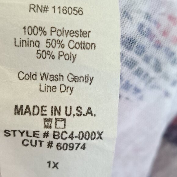 Jess & Jane 1X Long Sleeve Boat Neck Multicolor Butterfly Print Layered Top - Picture 9 of 9